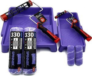 ZESTAW BLUE DOLPHIN WAŁEK SPINNER 25cm 13mm 2szt + WAŁEK SPINNER 10cm 9mm 2szt + UCHWYT ROLLER 25cm + UCHWYT ROLLER 10cm + KUWETA DUŻA + KUWETA MAŁA