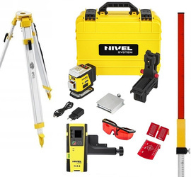 Laser krzyżowy NIVEL SYSTEM CL3R  Czerwony + Czujnik + Statyw + Łata + Darmowa DOSTAWA