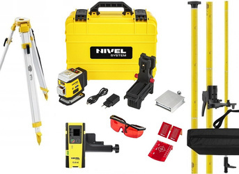 Laser krzyżowy NIVEL SYSTEM CL3R  Czerwony + Czujnik + Statyw + Tyczka + Darmowa DOSTAWA
