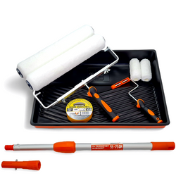 - ZESTAW SZEROKI MOTIVE WAŁEK WHITE FIBRA 40cm 14mm 2szt / 10cm 2szt  + UCHWYT 2szt + KUWETA + WKŁAD 2szt + TAŚMA + KIJ 55cm