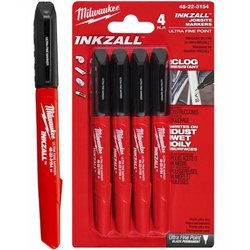 Marker budowlany czarny cienki MILWAUKEE 4szt.