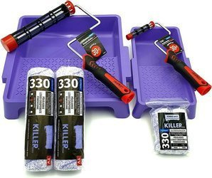 ZESTAW BLUE DOLPHIN WAŁEK KILLER 25cm 13mm 2szt + WAŁEK KILLER 10cm 13mm 2szt + UCHWYT ROLLER 25cm + UCHWYT ROLLER 10cm + KUWETA DUŻA + KUWETA MAŁA